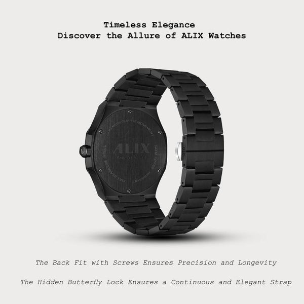Luxury Gold Arabic Dial Watch for Men Black Stainless Steel