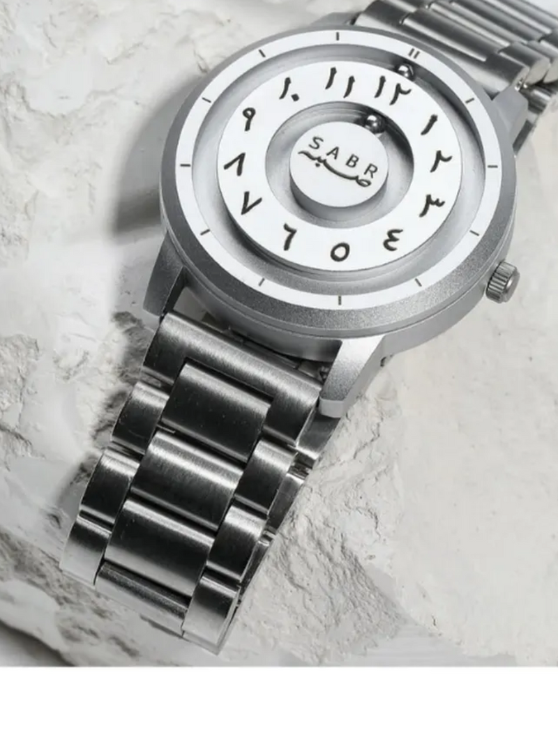 SABR Steel Silver Arabic Numeral Watch Men