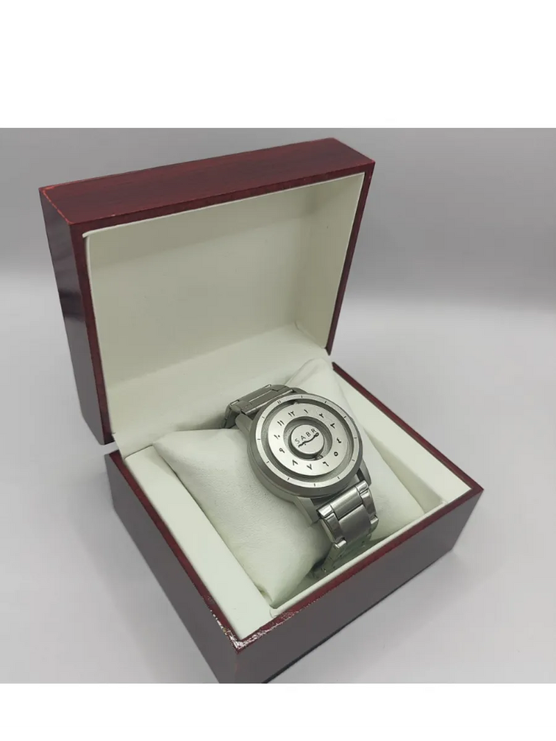 SABR Steel Silver Arabic Numeral Watch Men