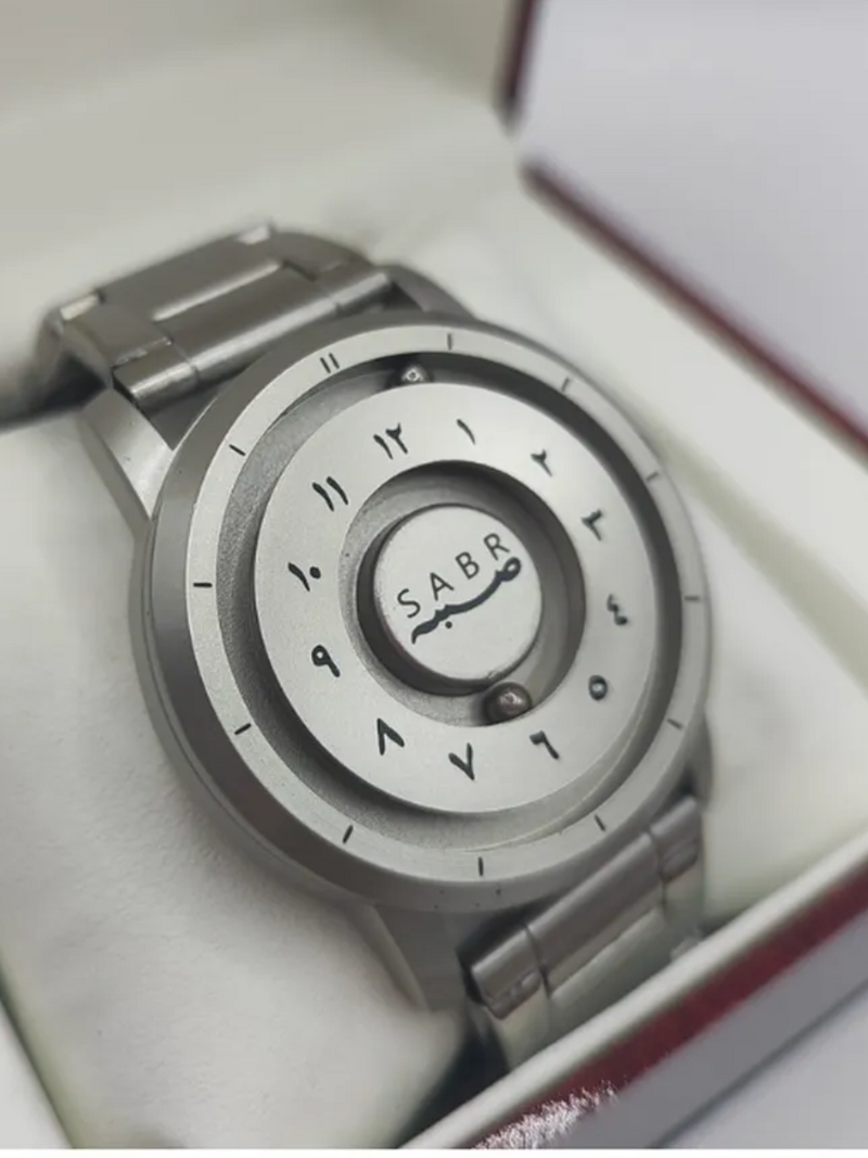 SABR Steel Silver Arabic Numeral Watch Men