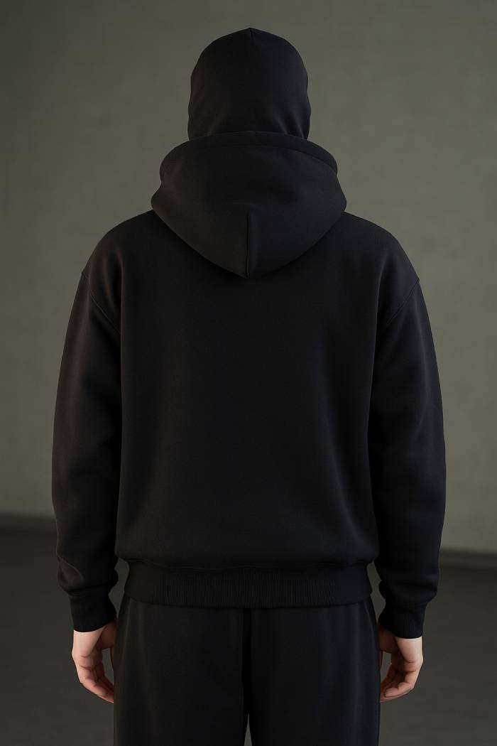 Black Oversize Double Zip Balaclava Hoodie