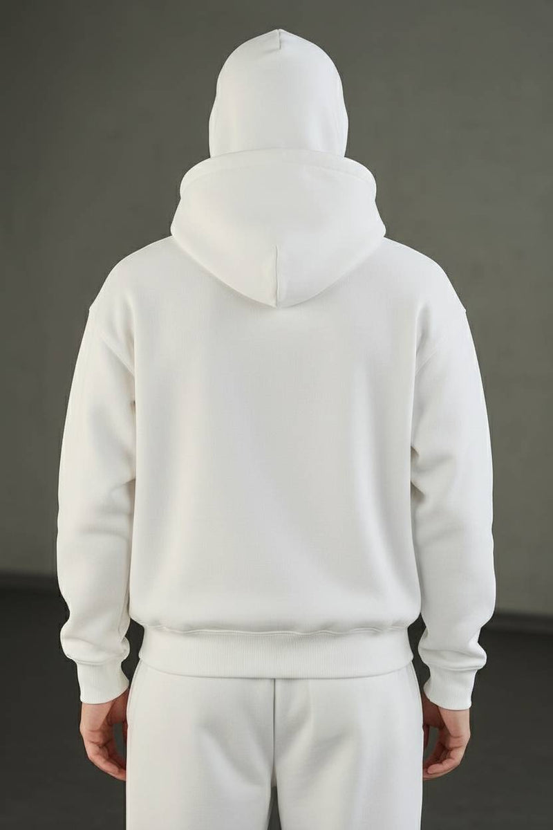 White Oversize Double Zip Balaclava Hoodie