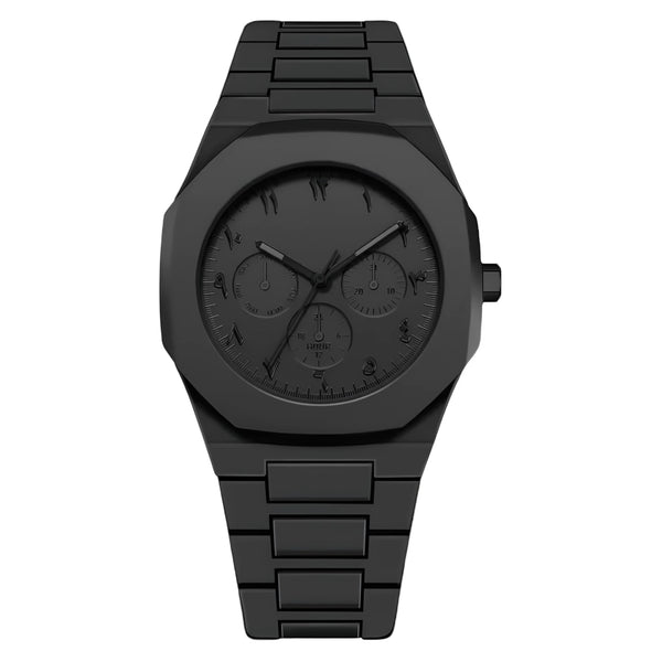 Black Arabic Dial Watch for Men Minimalist Stainless Steel Wristwatch