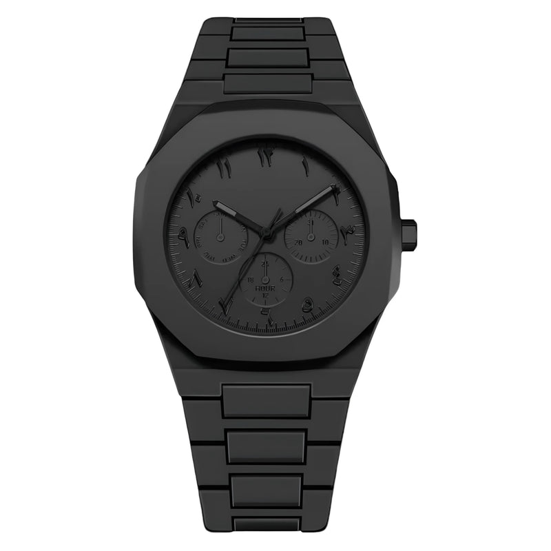 Black Arabic Dial Watch for Men Minimalist Stainless Steel Wristwatch