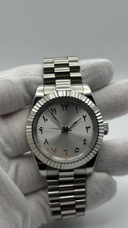 Silver Arabic Dial Watch For Men Premium Stainless Steel