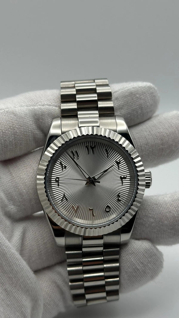 Silver Arabic Dial Watch For Men Premium Stainless Steel