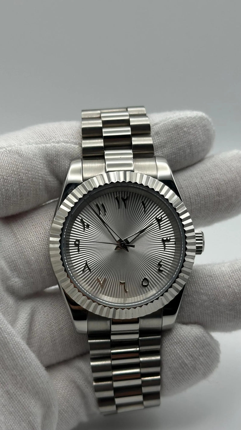 Silver Arabic Dial Watch For Men Premium Stainless Steel