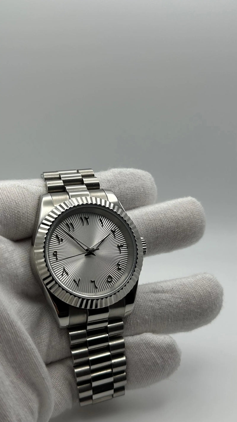 Silver Arabic Dial Watch For Men Premium Stainless Steel
