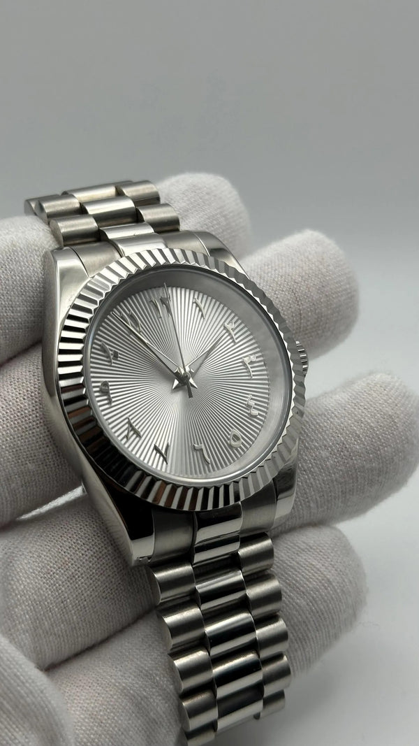 Silver Arabic Dial Watch For Men Premium Stainless Steel