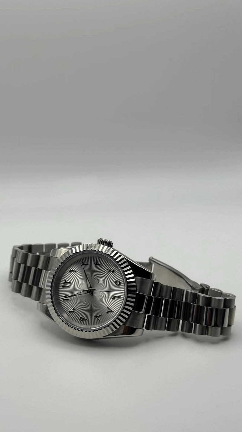 Silver Arabic Dial Watch For Men Premium Stainless Steel